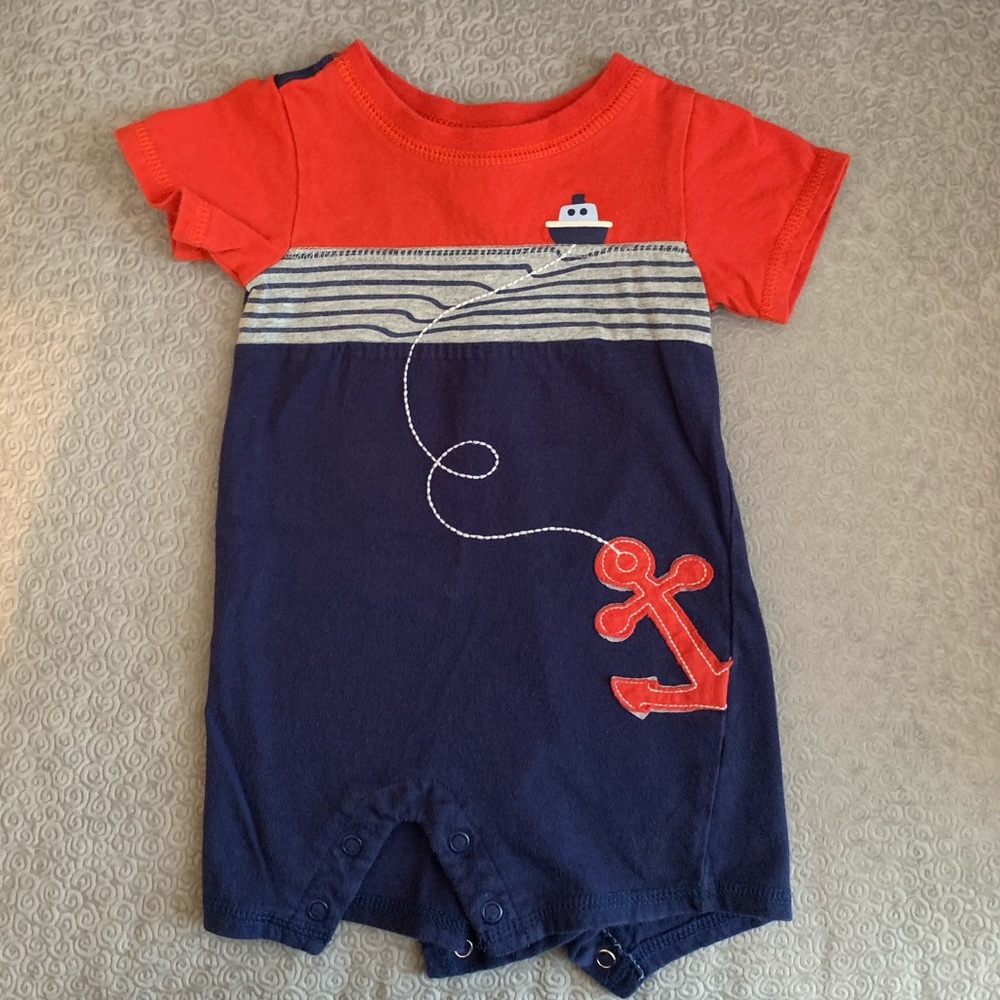 Baby boy nautical romper, size 3-6 mo.